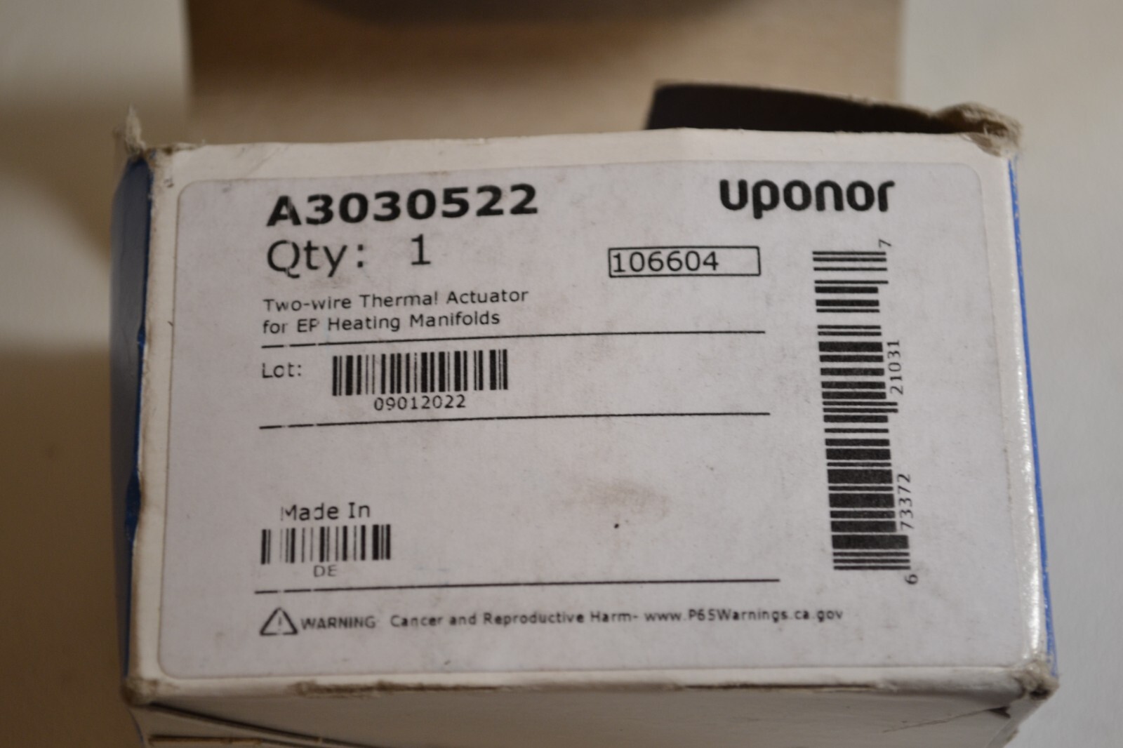 Uponor A3030522 Two Wire Thermal Actuator For EP Heating Manifolds