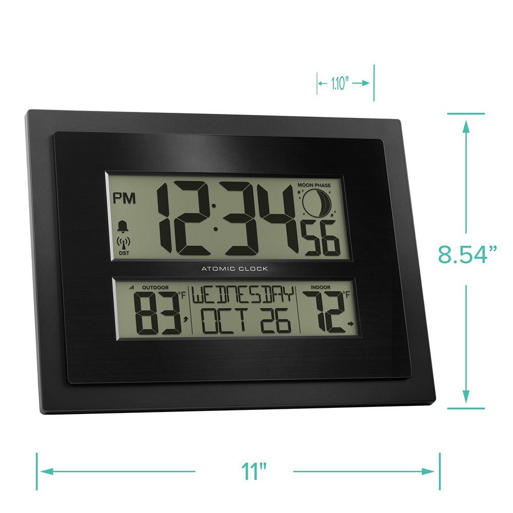Digital Atomic Clock with Outdoor Temperature & Moon Phase Display