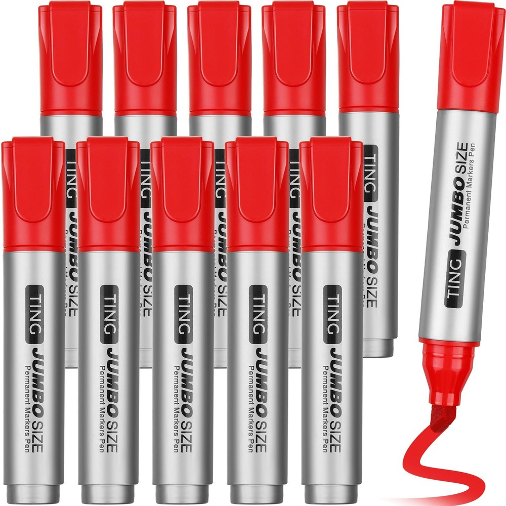 10Pack Jumbo Permanent Markers Bulk Large Chisel Tip Permanent Markers Big Huge