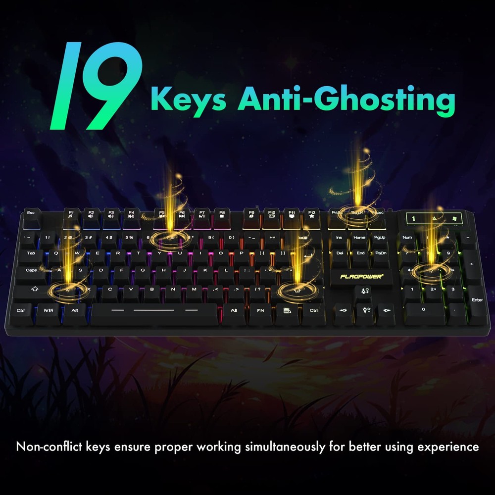 RGB Adjustable Breathing Backlit Mechanical Feeling Gaming Keyboard Mouse PC