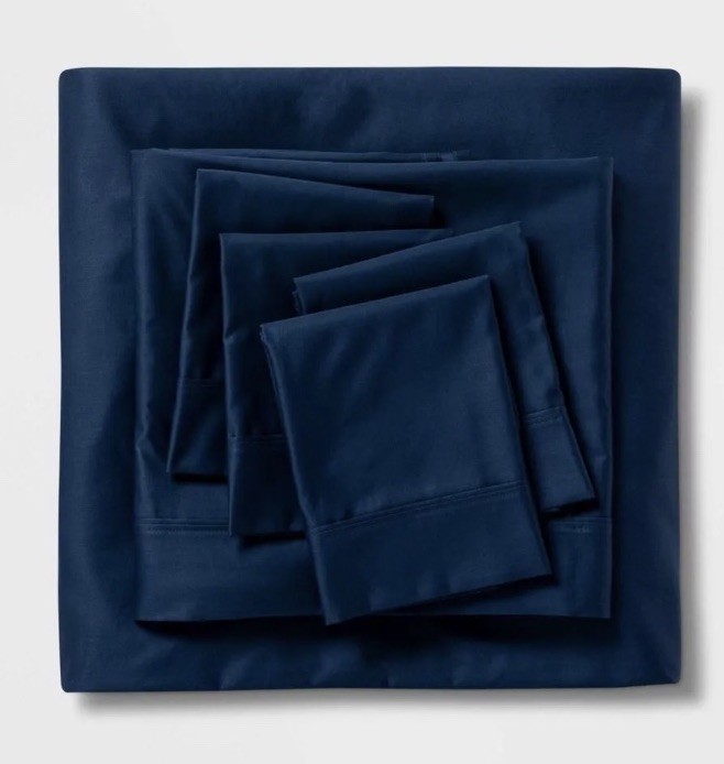 6pc 800 Thread Count Graphite Blue Sheet Set Hotel Sateen FUll  100% COTTON  New