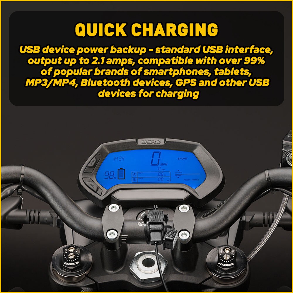 Motorcycle Dual Handlebar Phone USB Cigarette Charger Lighter Socket Waterproof