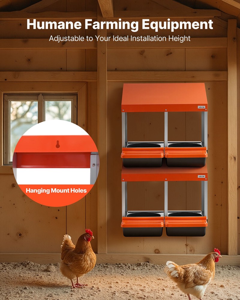 VEVOR Chicken Nesting Boxes Chicken Laying Boxes 2 Compartments for Laying Eggs