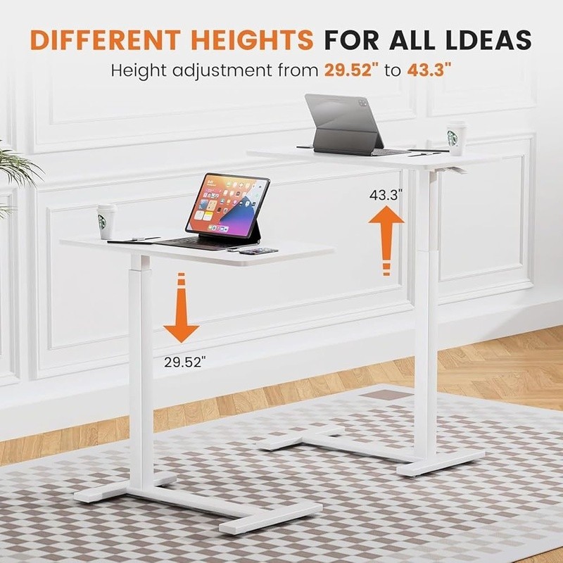 Adjustable Height Rolling Laptop Desk Portable Overbed Side Table Easy Assembly