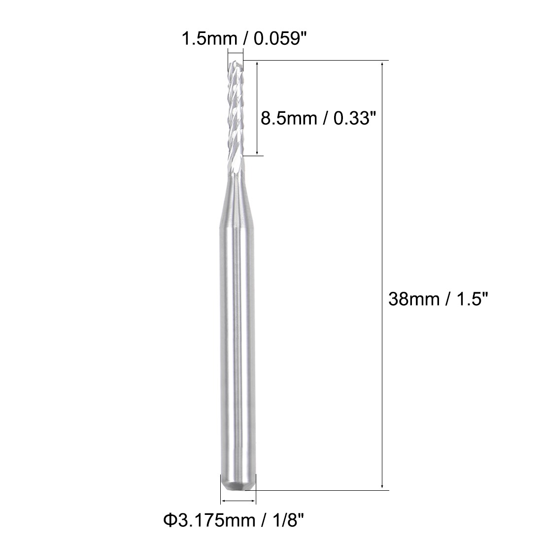 10PCS 1.5mm Carbide End Mill Engraving Milling Cutter CNC Router Bits 1/8" Shank