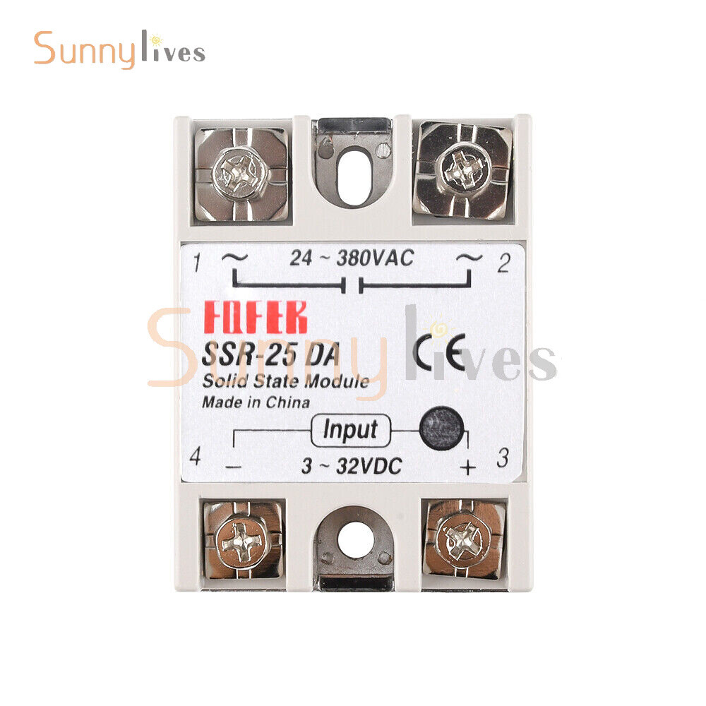 1-10PCS SSR-25DA Solid State Relay Module 25A DC 3V-32V Input AC 24V-380V Output