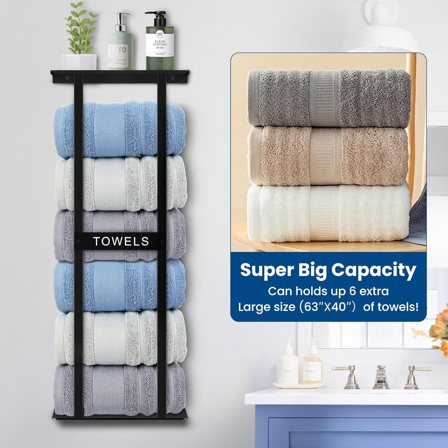 Bathroom Towel Storage Rack, Wall Mounted Bathroom Towel Rack, 30 inch Heavy Dut