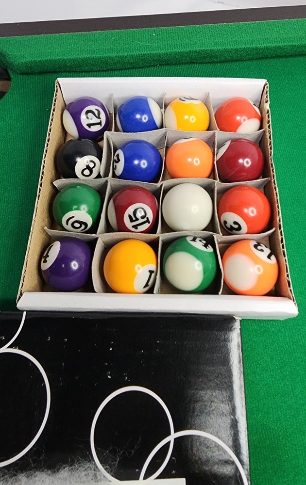 Miniature 20x12" Tabletop Billiards POOL TABLE SET Complete - USED ONCE **READ**