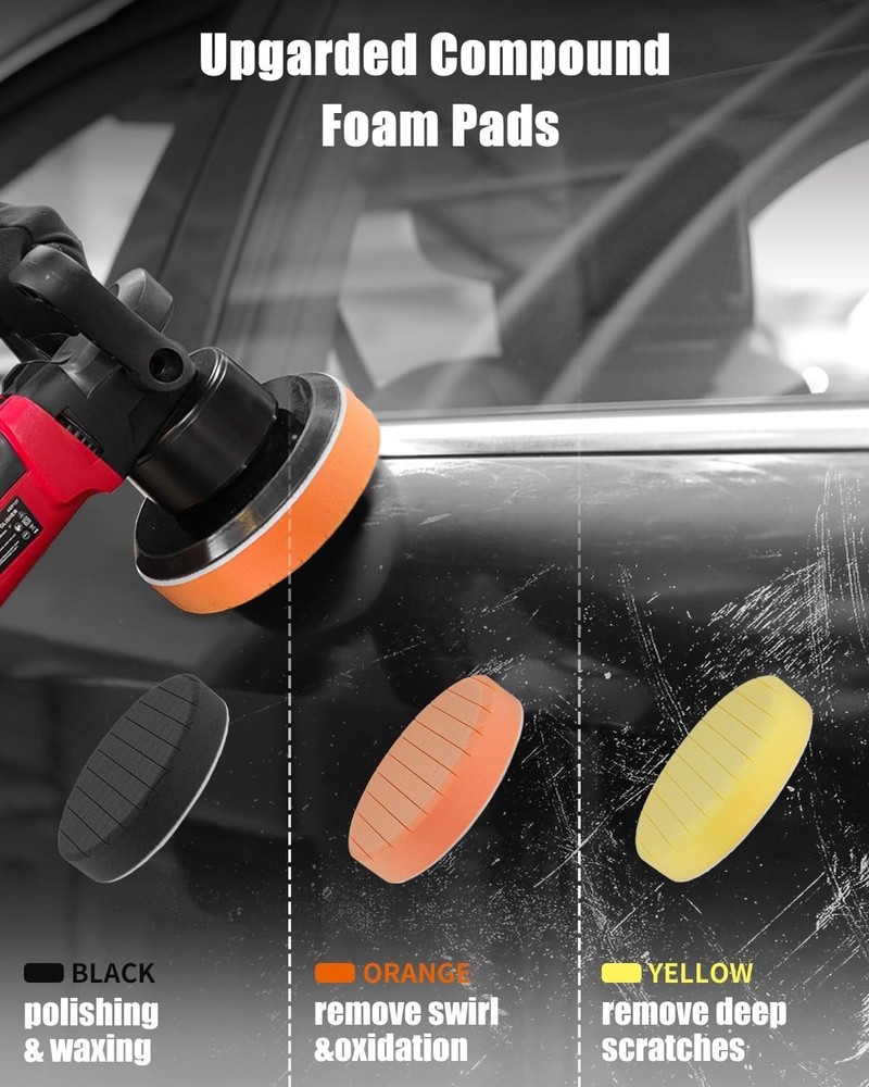 Variable Speed 6-Inch Random Orbital Buffer Polisher - Detailing Made Easy