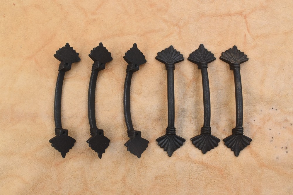 Vintage style door gate handle cast iron Kitchen Cabinet Drawer pull 6 pcs