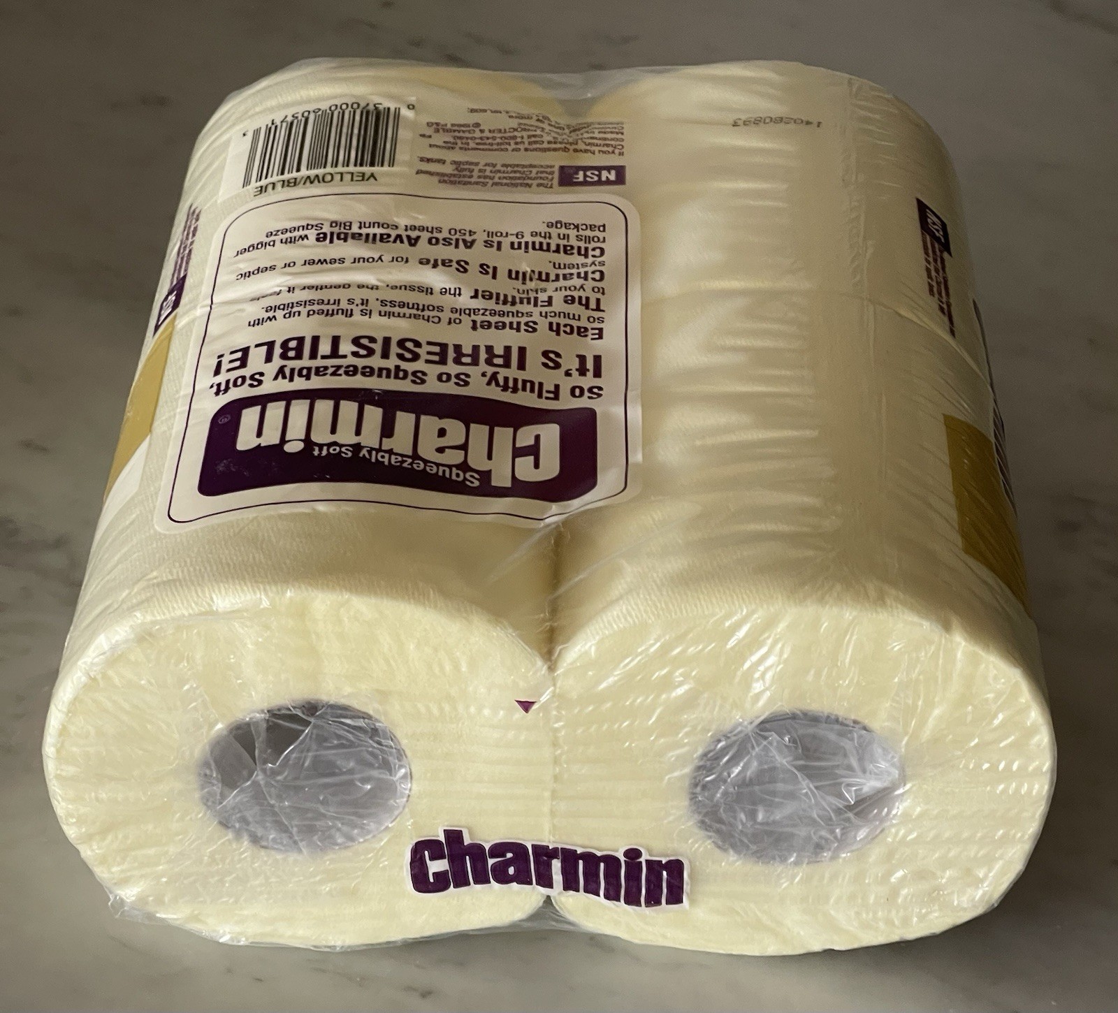Vintage '80s Charmin Light Yellow Toilet Paper Sealed 4-Pack NOS Prop