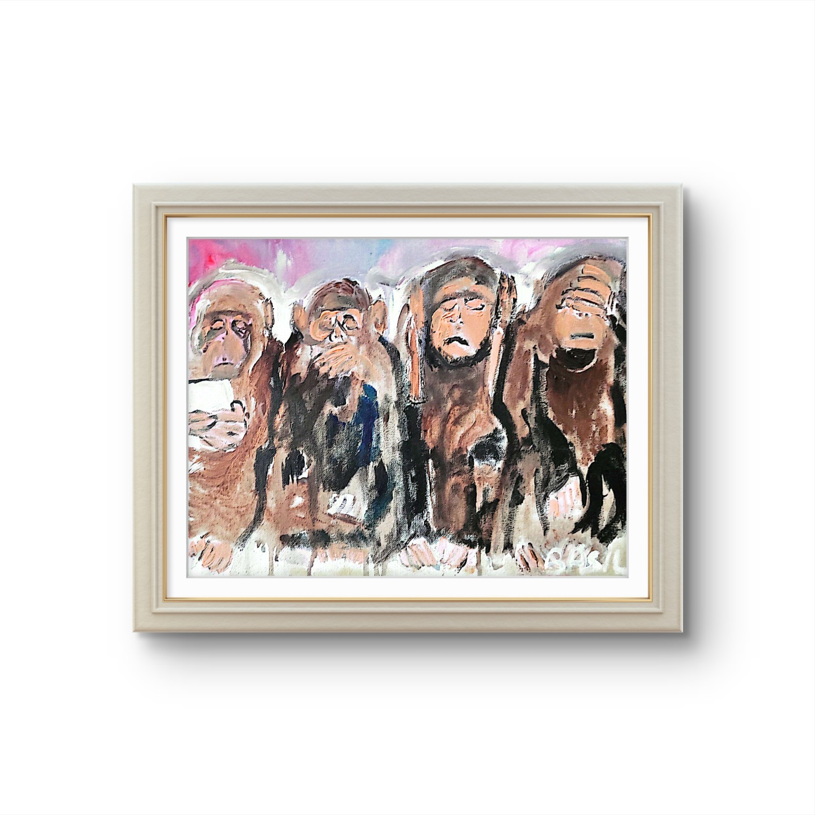 Monkeys Of Social Media Cringe Unique Abstract Expressionism Art Canvas 11x14