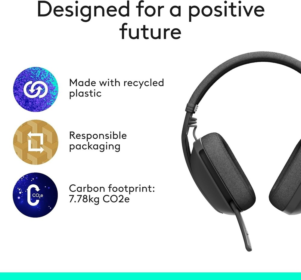 Logitech Zone Vibe 100 Wireless Bluetooth Headphones Graphite