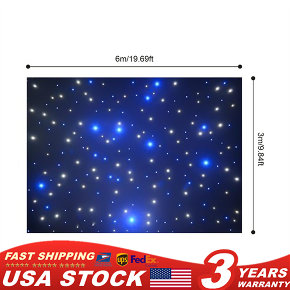 6X3M LED Star Light Stage Backdrop Curtain Background Party Decor w/ Controller
