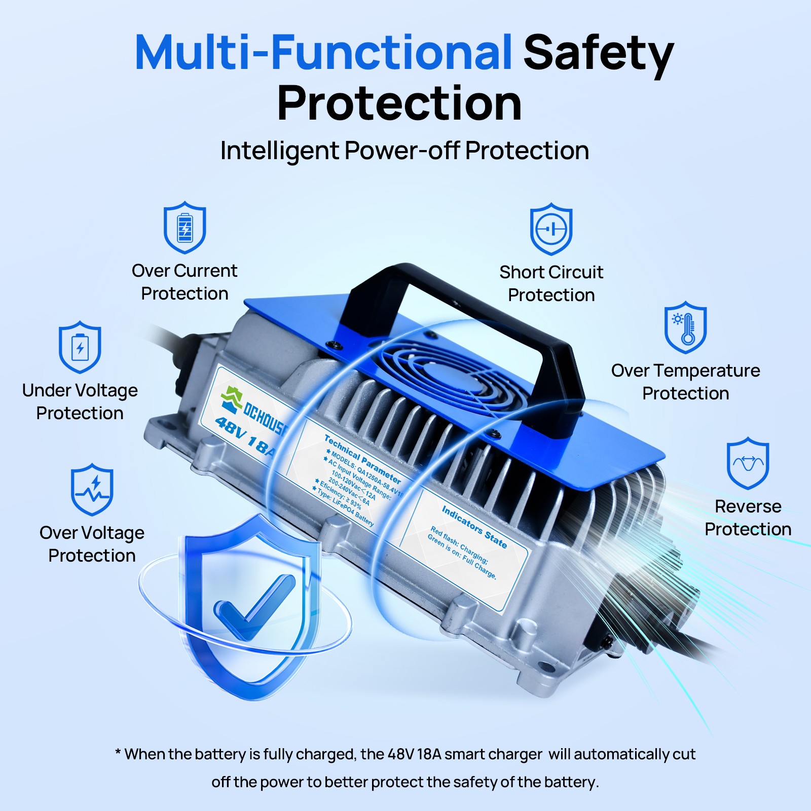 48V 100AH Golf Cart Lithium LiFePO4 Battery with 18A Charger Club Car Bluetooth