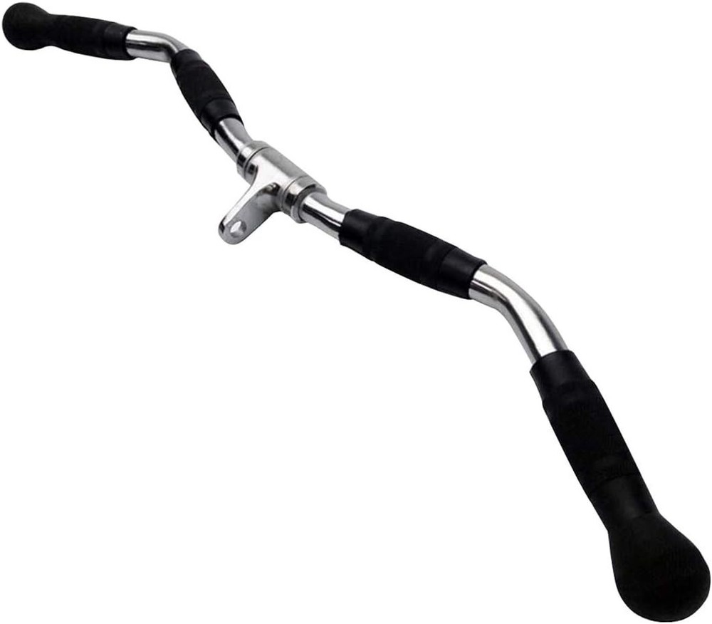 Lat Bar Cable Machine Attachment, Curl Pulldown Bar with Full Rotation and Rubbe