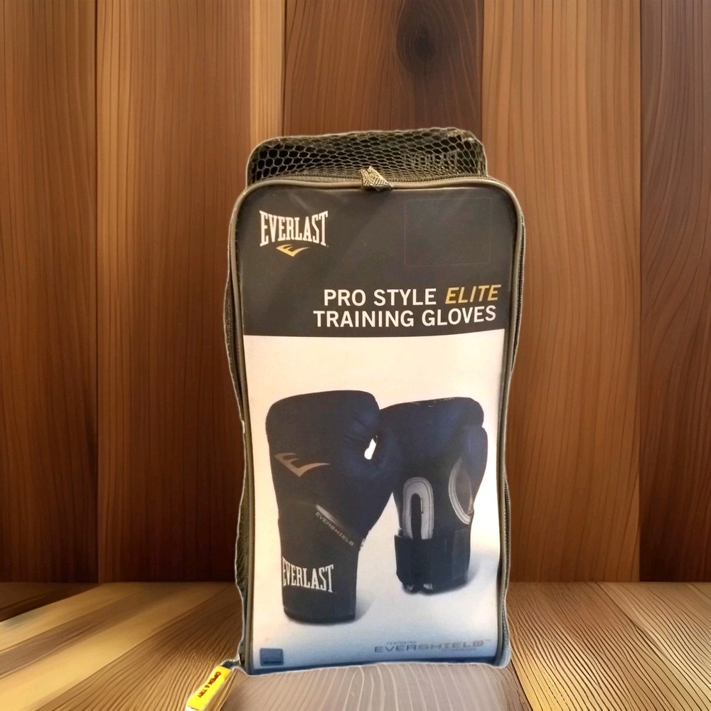 EVELAST ELITE PRO STYLE EVERSHIELD TRAINING GLOVES HOOK AND LOOP 16 OUNCES BLUE