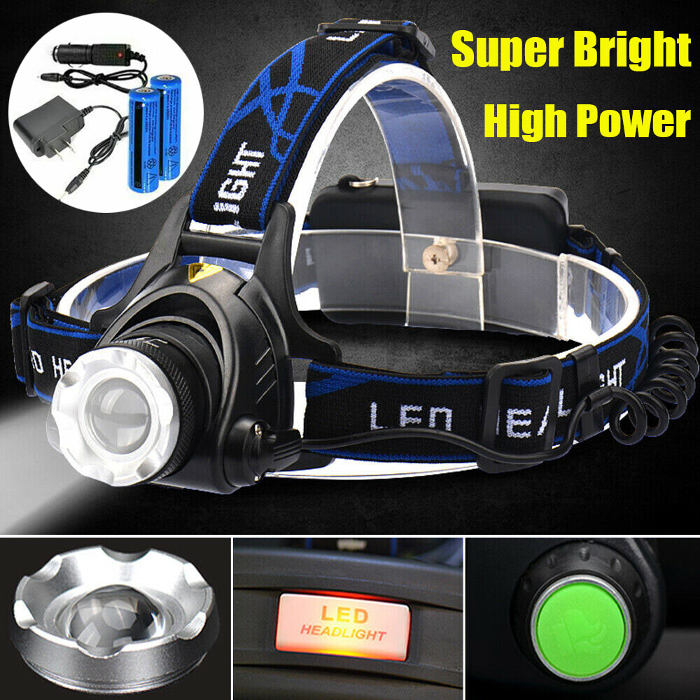 990000LM Rechargeable LED Headlamp Zoomable Flashlight Tactical Headlight Torch