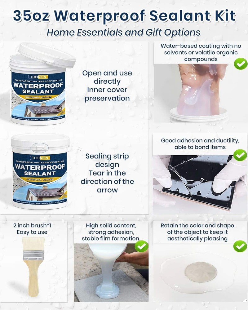 Durable Invisible Waterproof Sealant 35oz - For All Surfaces & Structures