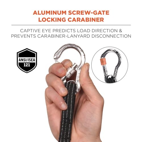 Squids 3100EXT Tool Lanyard with Single Carabiner and Adjustable Loop Black