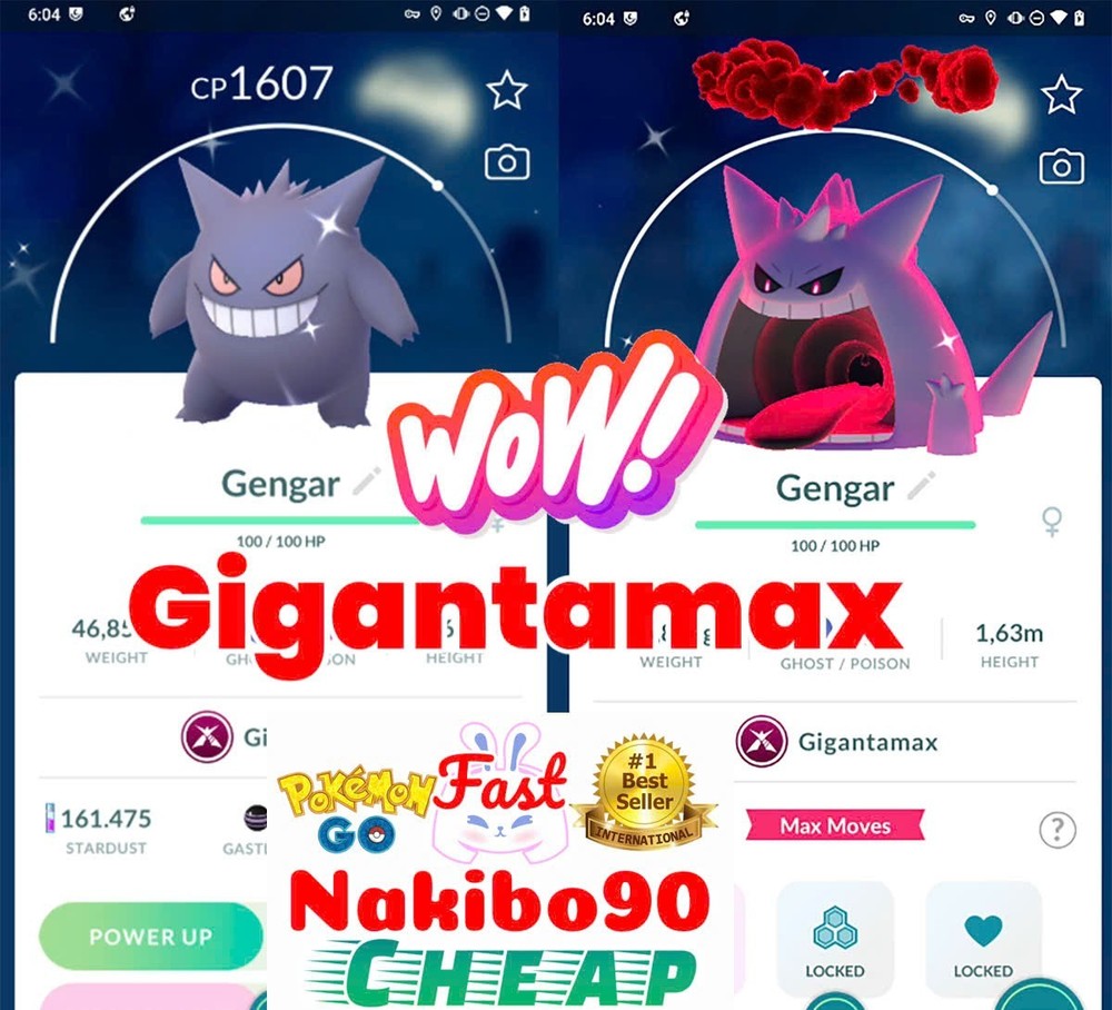 Pokemon✨Shiny Gigantamax Gengar✨Tra-de✨Go✨P'TC✨Read Description✨