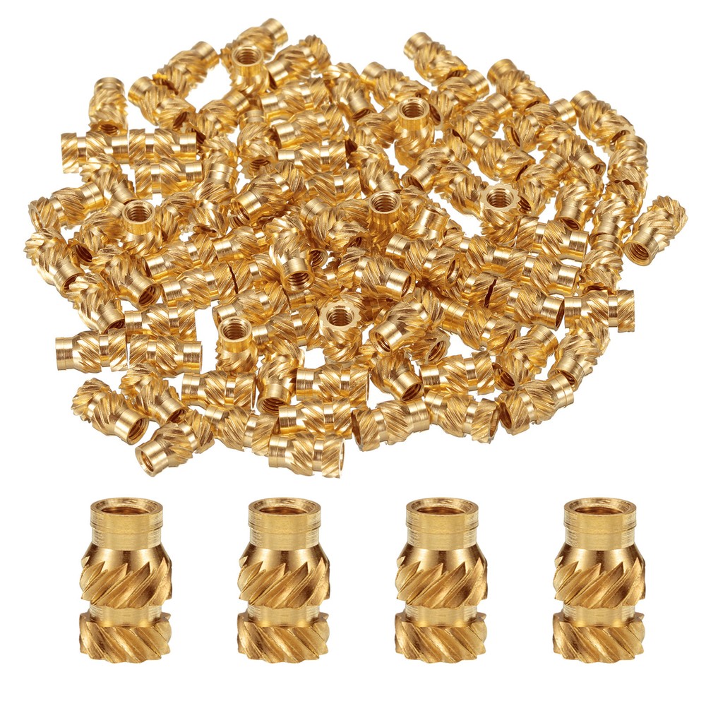 100pcs M3 Threaded Inserts Brass Heat Set Insert M3x8mm, OD 5mm Knurled Nuts