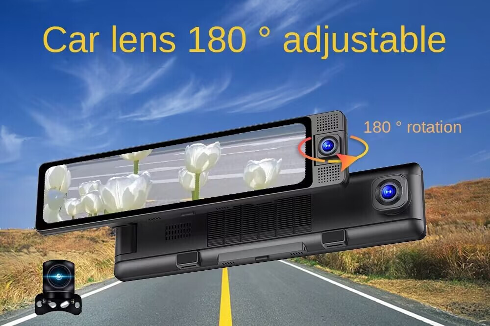 Dash Cam Car DVR Recorder Touch Screen 3 Lens Front/Rear/Inside Camera G-Sensor