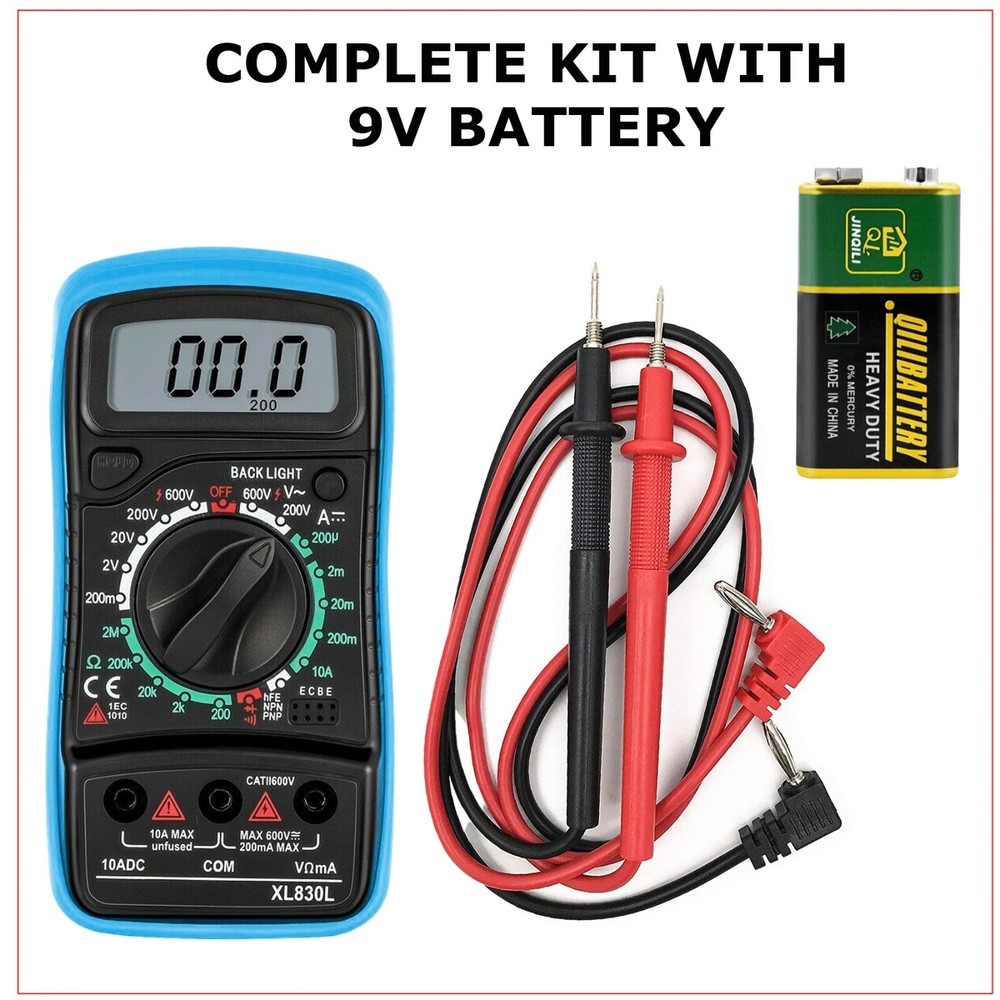 LCD Digital MULTIMETER Voltmeter Ammeter Ohmmeter Volt AC DC Tester Leads Meter