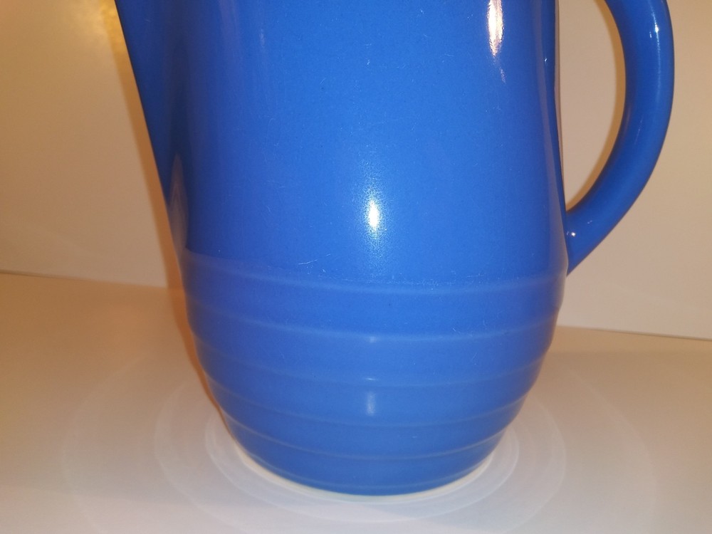 Bright Blue Art Pottery Stoneware Pitcher