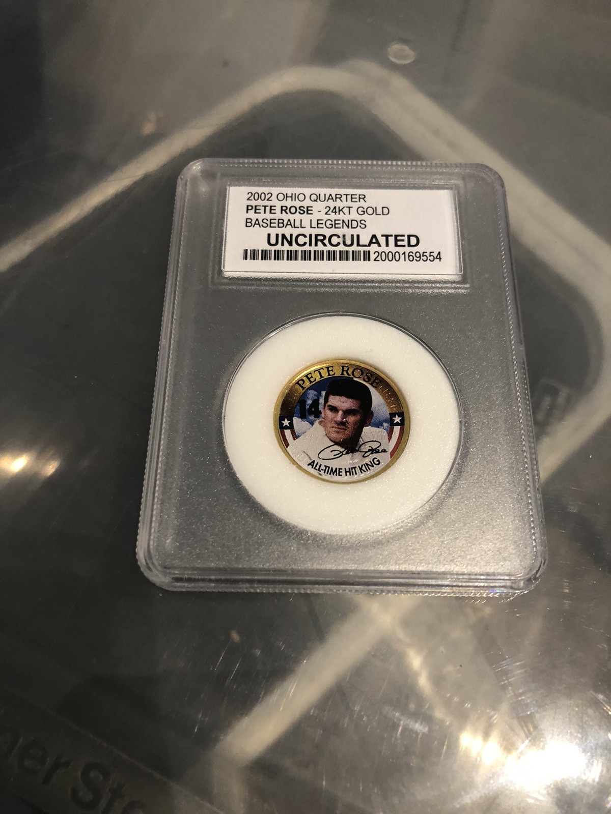 Pete Rose 24k Gold Quarter GRADED UNCIRCULATED 2002 Ohio Quarter-Cincinnati Reds