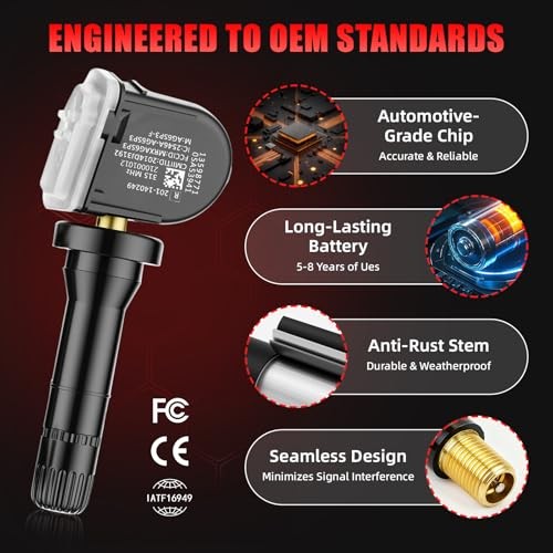Pre-Programmed 433Mhz TPMS Sensor Compatible with Chevy