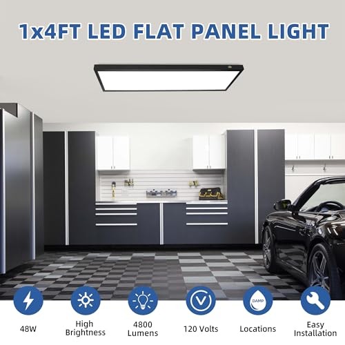 1x4 FT LED Flat Panel Selectable CCT Flush Mount 1x4 FT 4-Pack Black