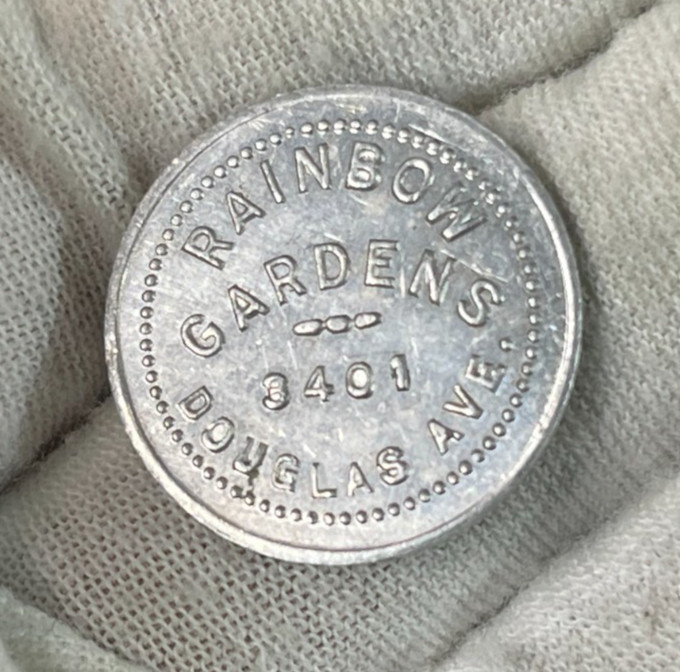 Early Unknown Rainbow Gardens 5 Cents Trade Token