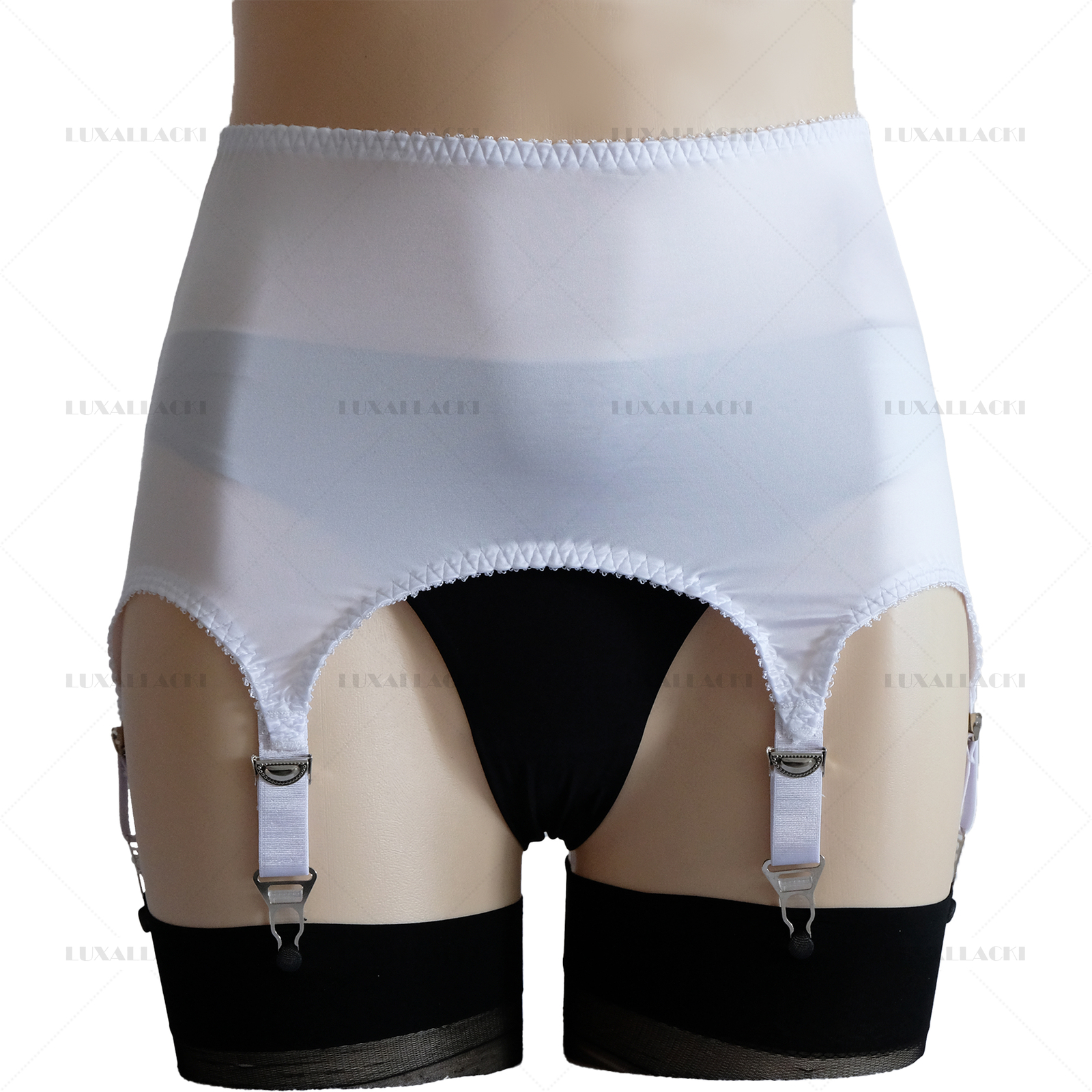 Luxallacki Classic Satin Lace Garter Belt 6 Straps Sexy Waist Girdle (3 Colors)