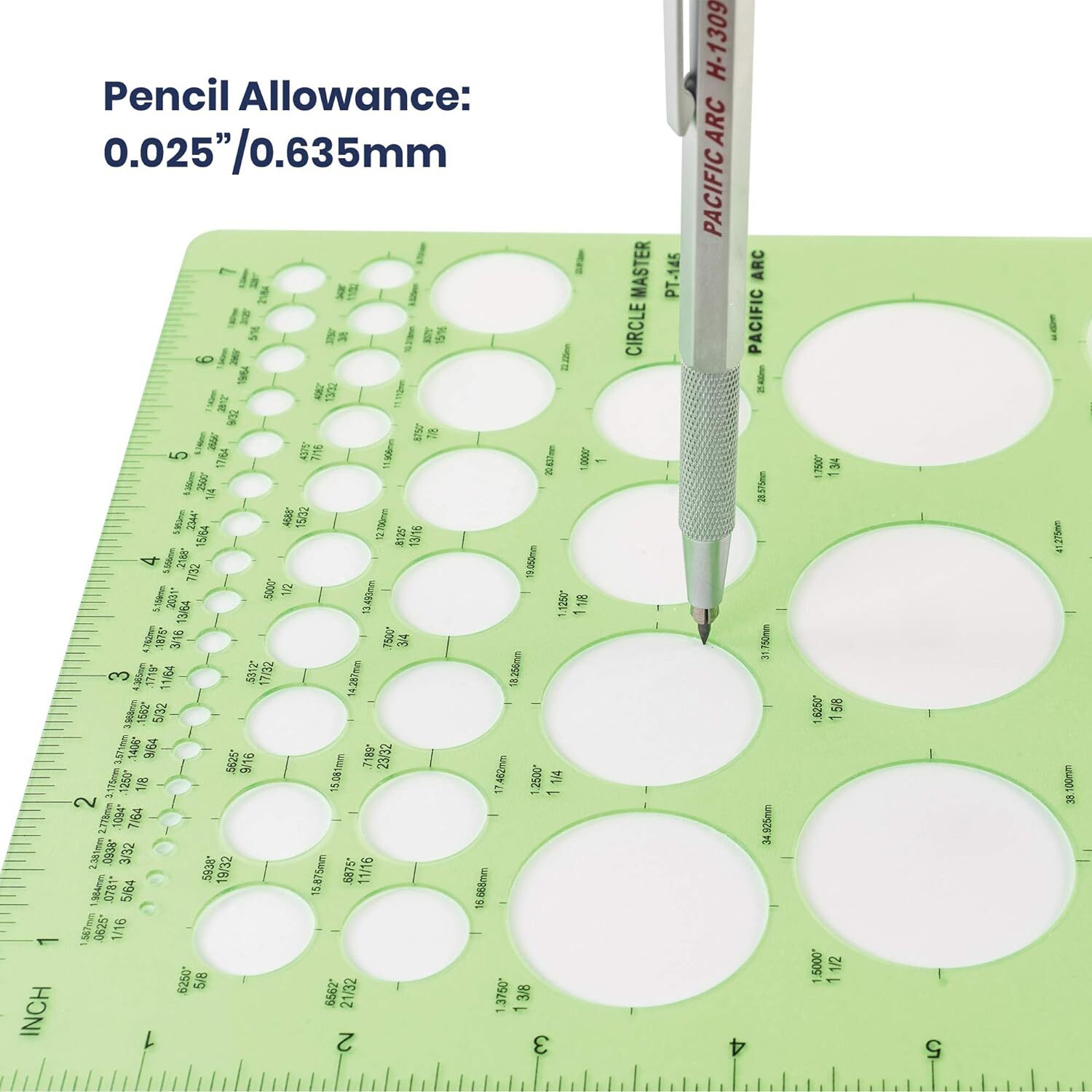 Pacific Arc Professional Circle Guide Template, 45 Circles from 1/16" to 2.25"