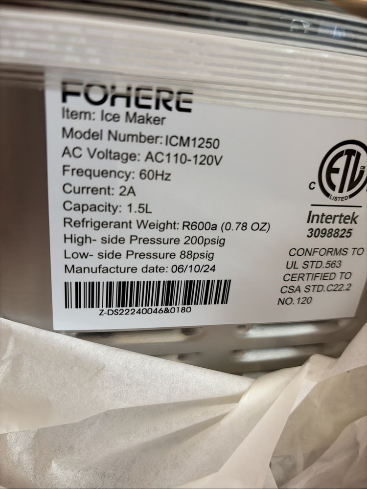 Fohere Countertop Ice Maker, 28lbs Per Day, Bullet Ice