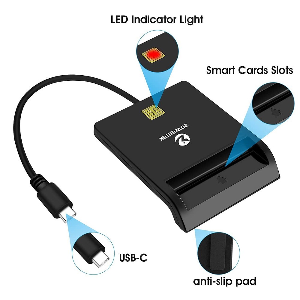 Type C CAC Reader, Smart CAC Card Reader USB C for DOD Military Common Access...