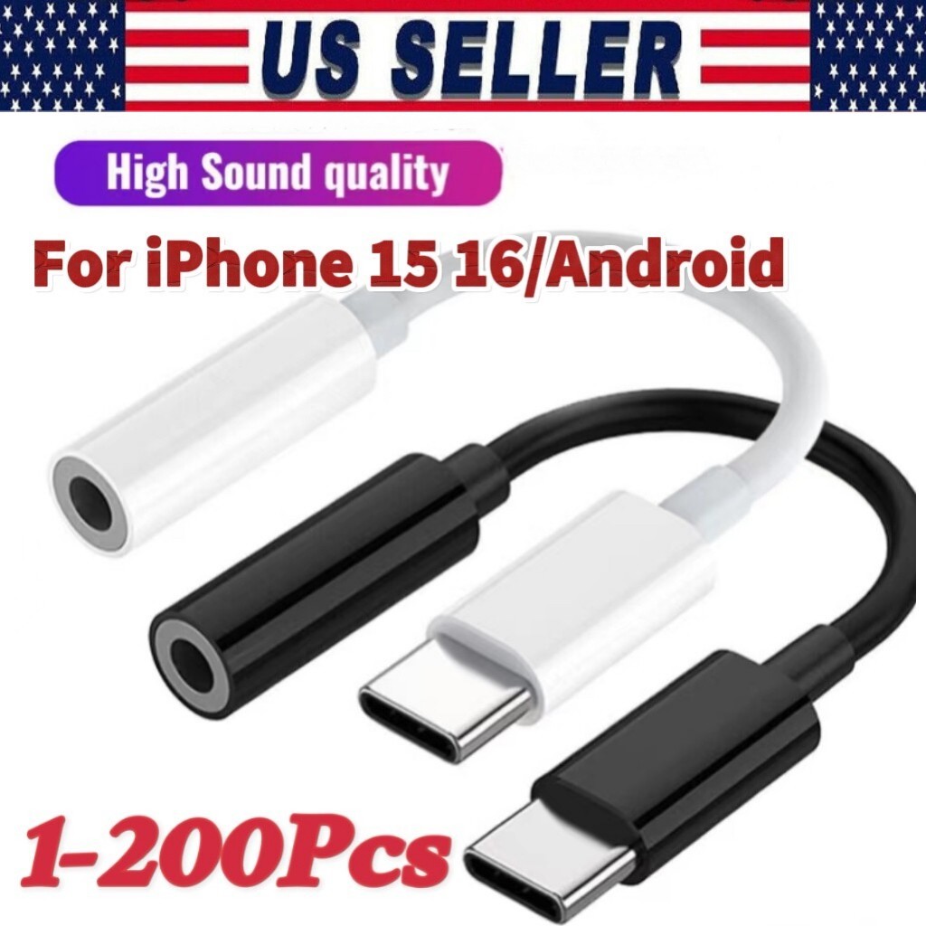 USB-C Type C to 3.5mm AUX Headphone Jack Adapter Lot For iPhone17 16 15/Android