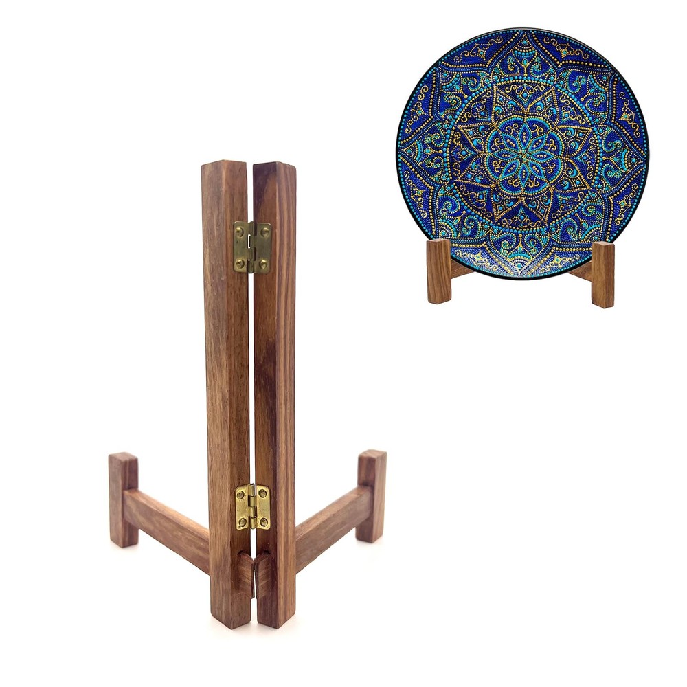 Plate Stands for Display, 7 Inch Plate Holders for Displaying, Rustic Solid W...