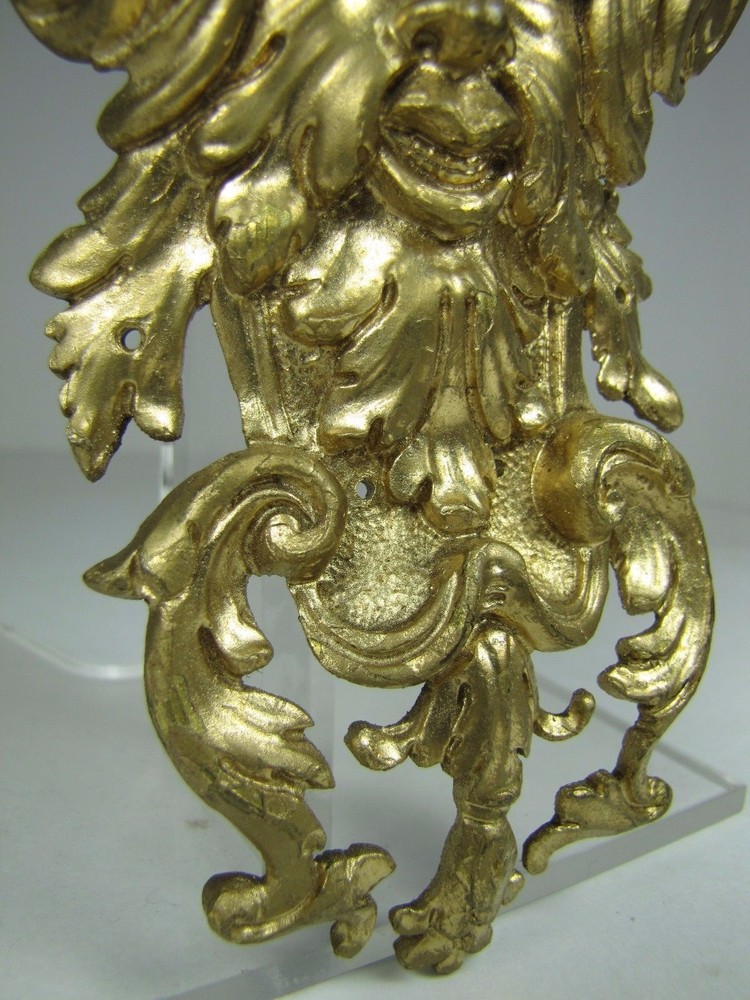19c Devil Evil Scarey Face Figural Brass & Gilt Decorative Art Hardware Element