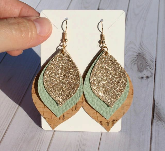 Faux Leather Pointed Teardrop Earrings