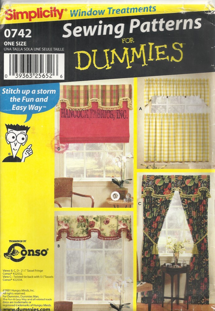 SIMPLICITY 0742 WINDOW TREATMENTS SEWING PATTERN ©2001