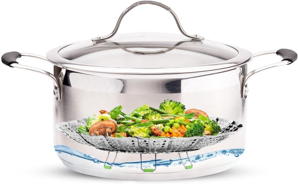 Multi-Functional Expandable Steamer Basket - Ideal for Veggies, Seafood & More