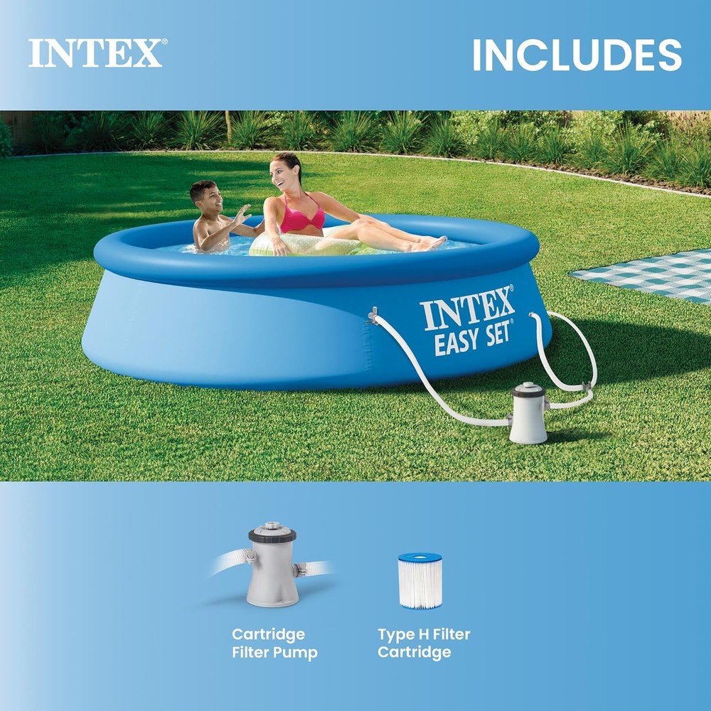 Easy Set 8Ft Round Pool With Filter Pump Summer Fun Inflatable 24In Deep