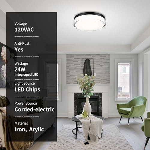 Flush Mount Ceiling Light Fixture Crystal Sytle, 3CCT LED Ceiling 12 inch