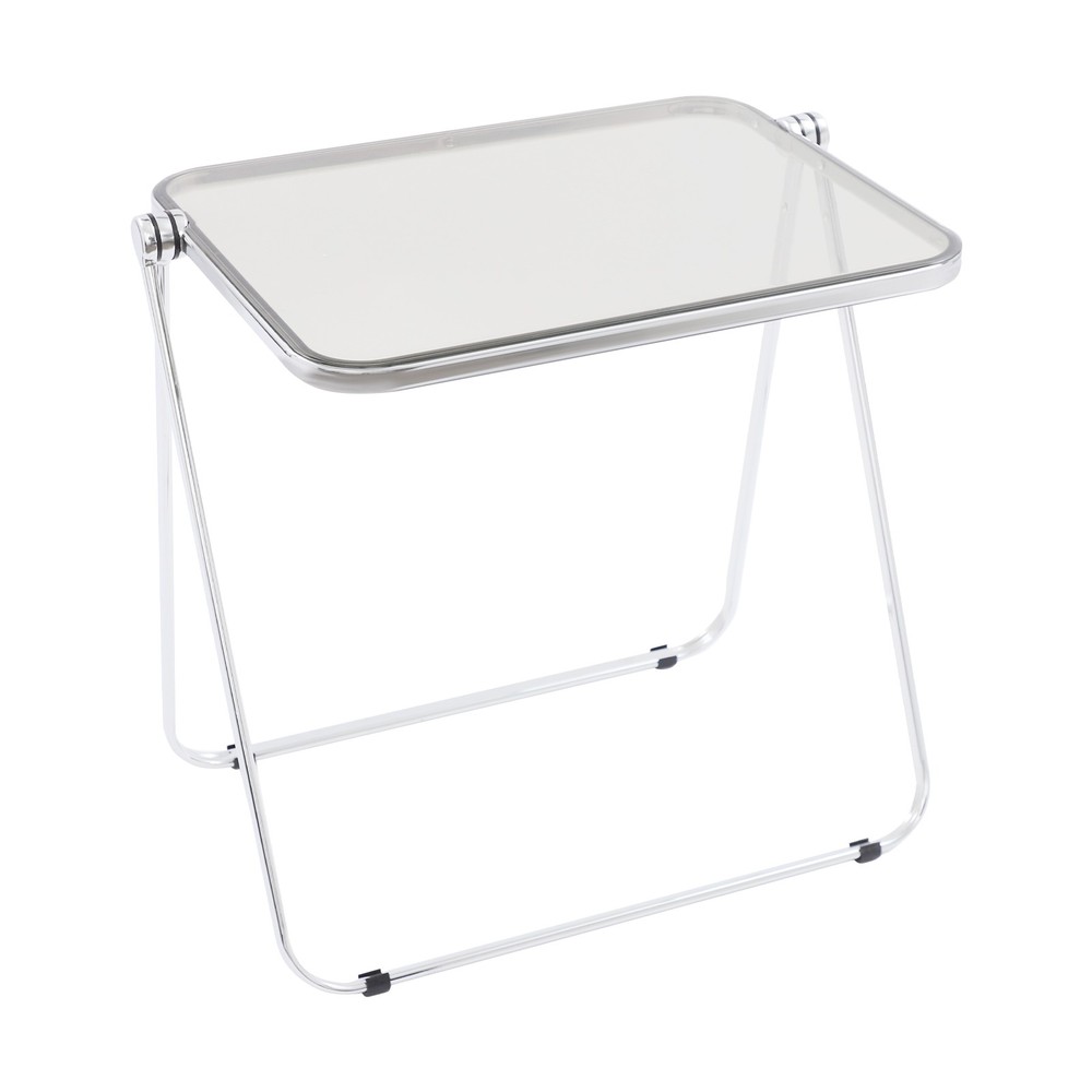 Clear Foldable Side Storage Table Tiny Desk For Home Office Small Computer Desk
