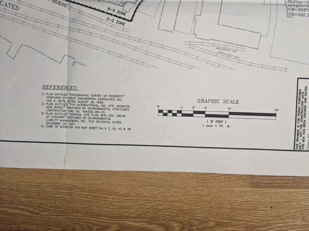 Boonton New Jersey Development Plan Blueprint 36" X 24"