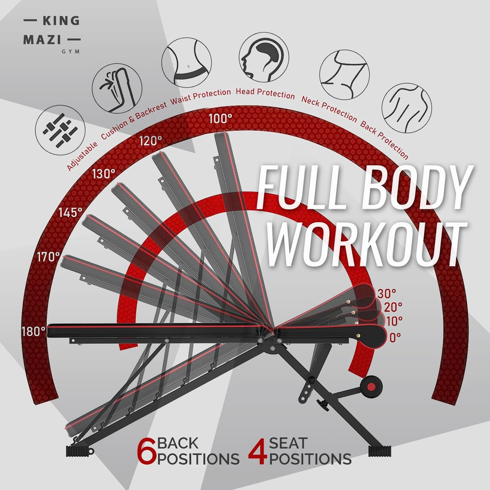 Adjustable Weight Bench, Exercise Workout Bench for Full Body Workout- Multi-Pur