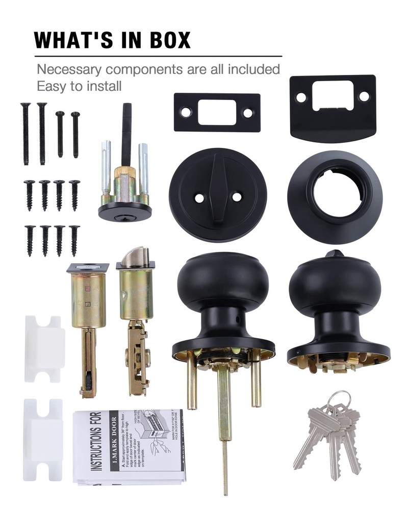 GITRANG (3 Pack) All Keyed Identical Deadbolt Door 3, Black Alike 3DB