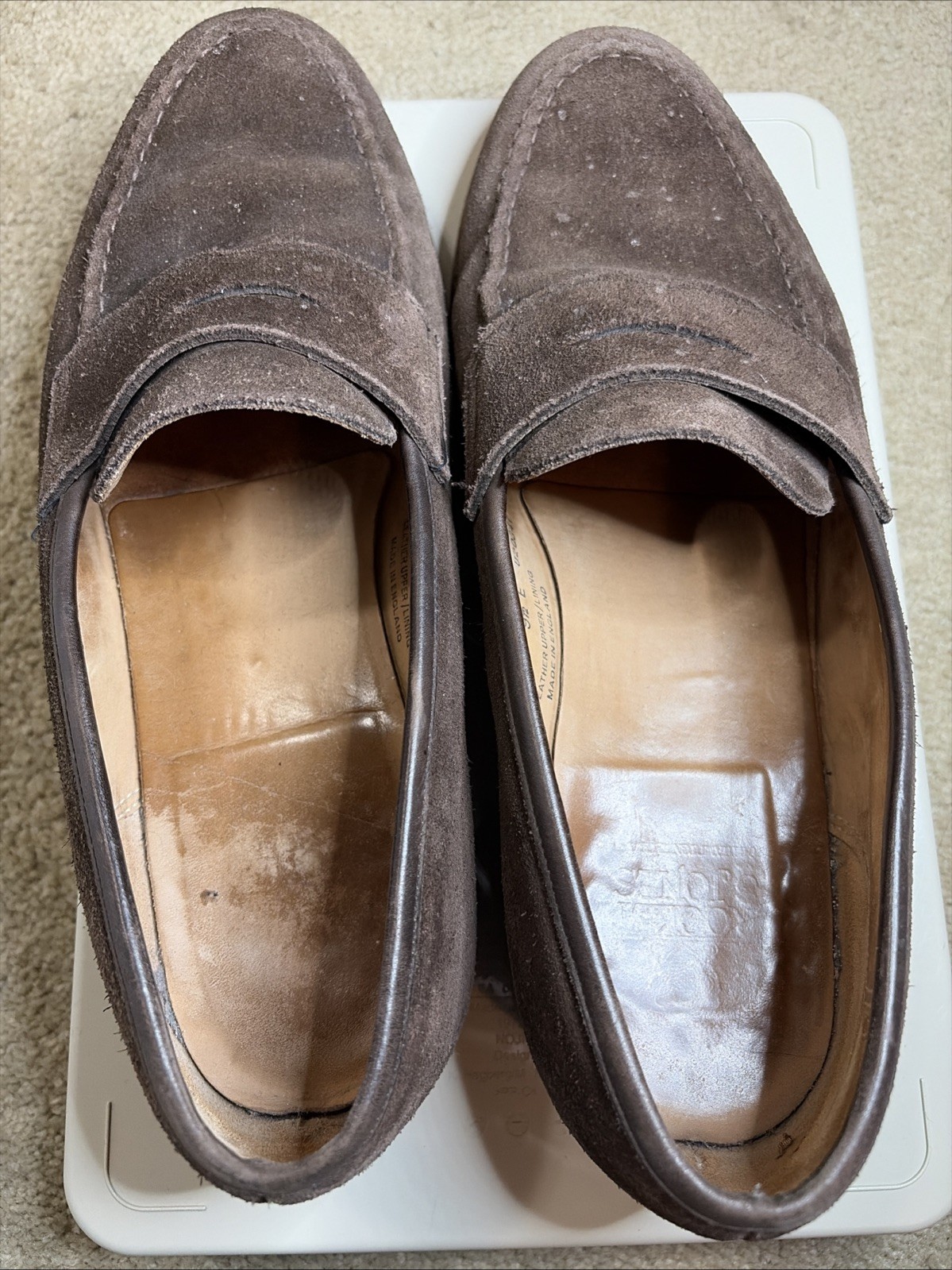 Crockett Jones Boston Suede Penny Loafer Size 9.5E Made In England